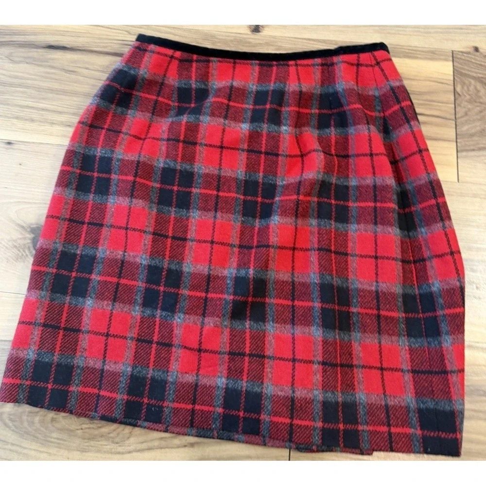 Lizsport Y2k Preppy Academia Plaid Wool Blend Skirt Schoolgirl Sz 6 Lined Tartan
